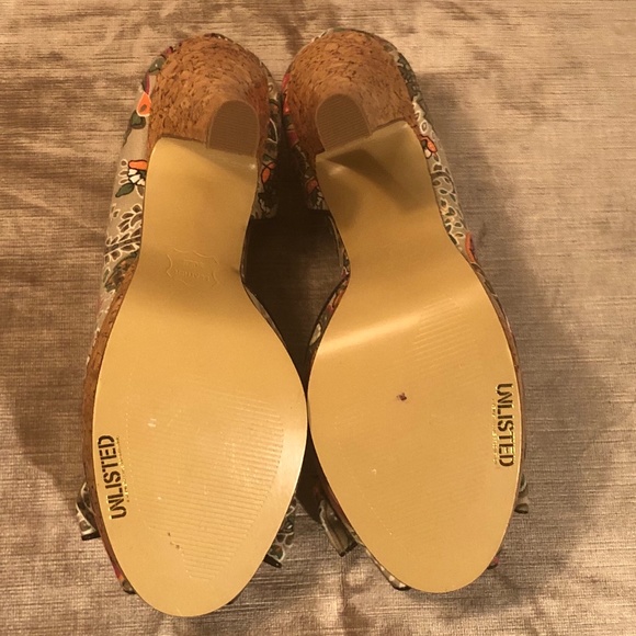 Unlisted Paisley Fabric Peep Toe Heels - Picture 9 of 12